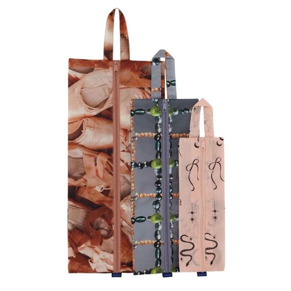 Baggu Packing Cube Set-Ballet Icons, Point Shoe & Beaded Plaid, Travel Organizer - Picture 3 of 3